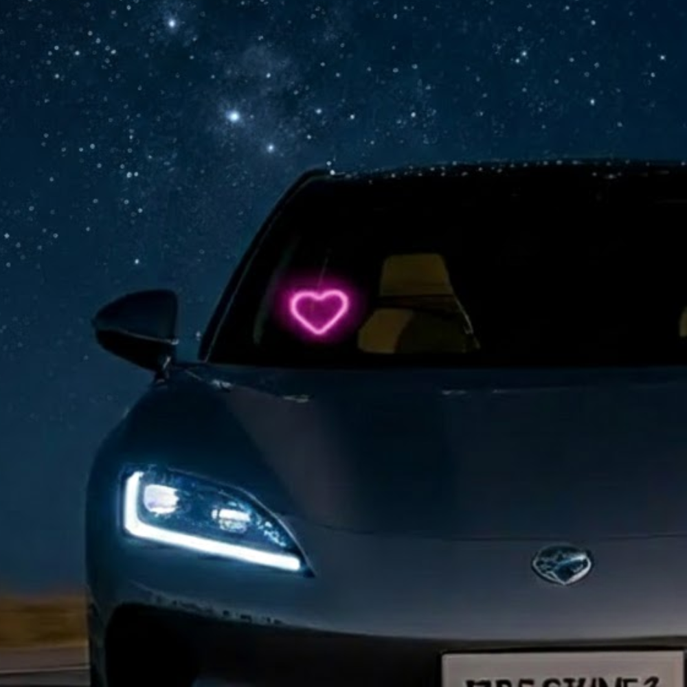 Solar Powered LED Heart Shape C-Pillar Neon Light Eco-Friendly Wireless Car Interior Decor