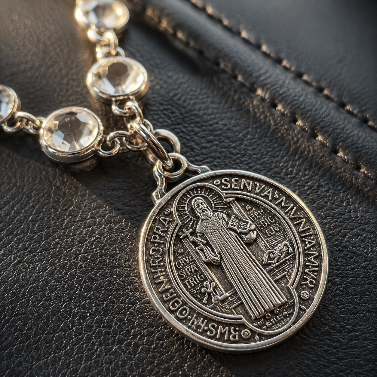 St Benedict Medal Cross Car Charm Religious Hanging Ornament Decor