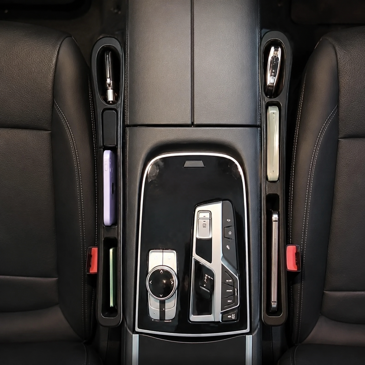 Pack Of 2 Car Seat Gap Filler Storage Boxes With Dual Slot Design