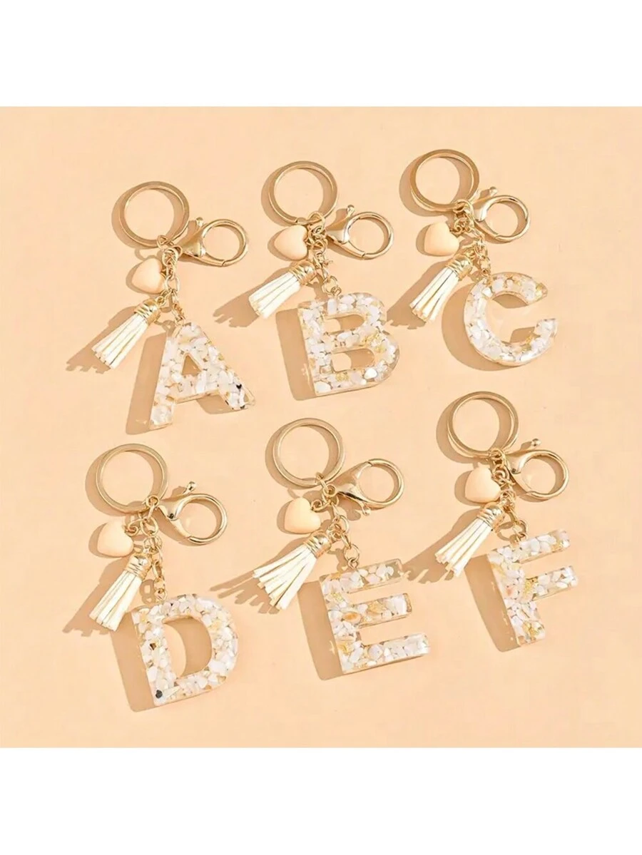 Alphabet Letter Keychain With Tassel And Lobster Charm For Keys And Bags