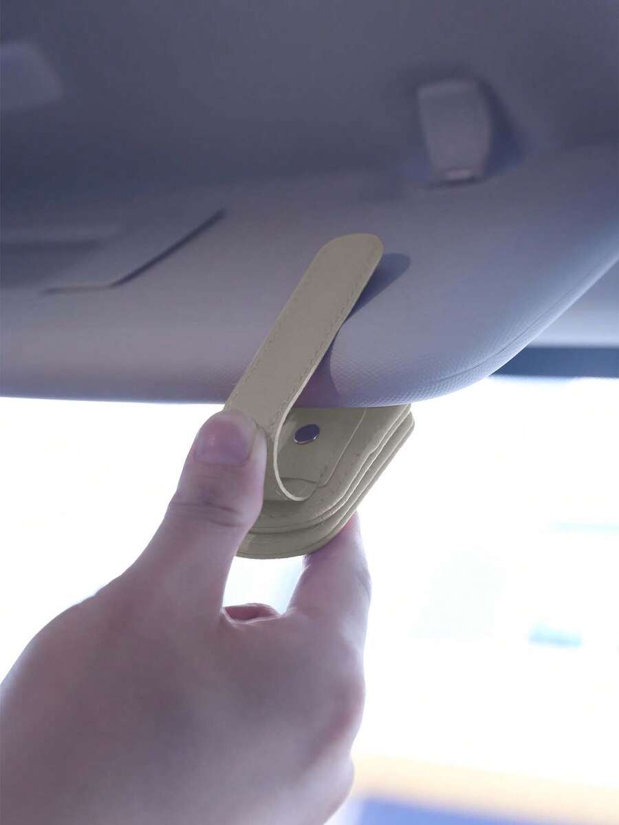 Magnetic Leather Eyeglasses Clip For Car Sun Visor Interior Accessory
