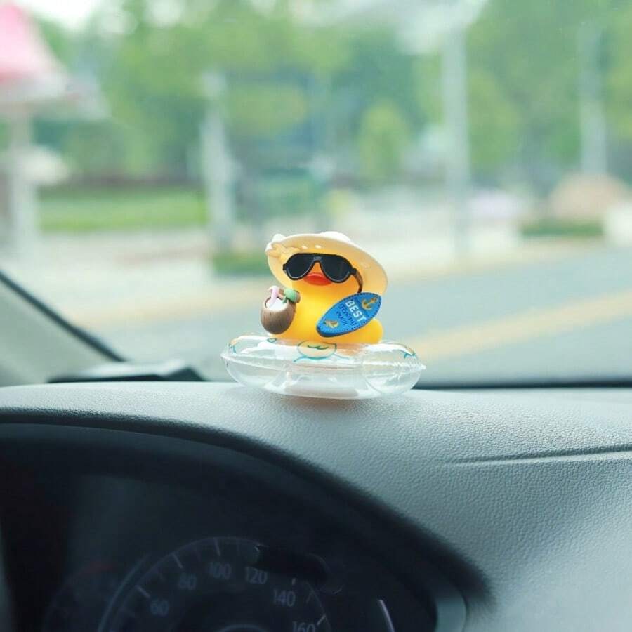 Duck Car Dashboard Statue With Coconut Accents