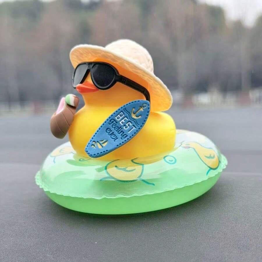Duck Car Dashboard Statue With Coconut Accents
