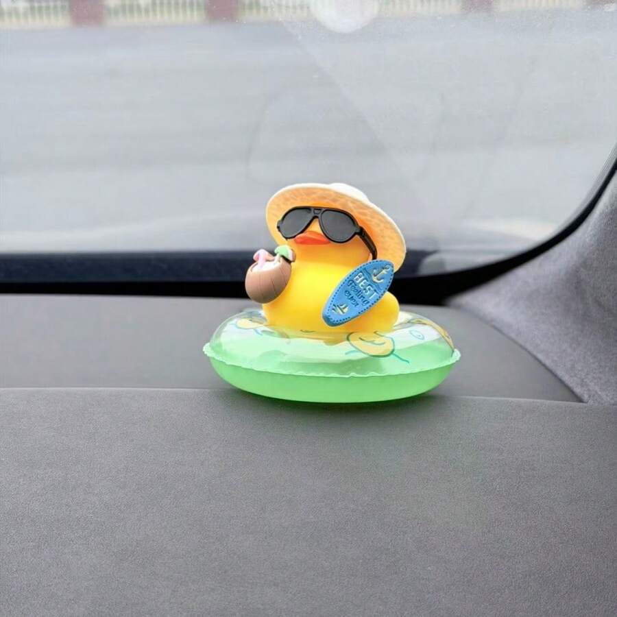 Duck Car Dashboard Statue With Coconut Accents