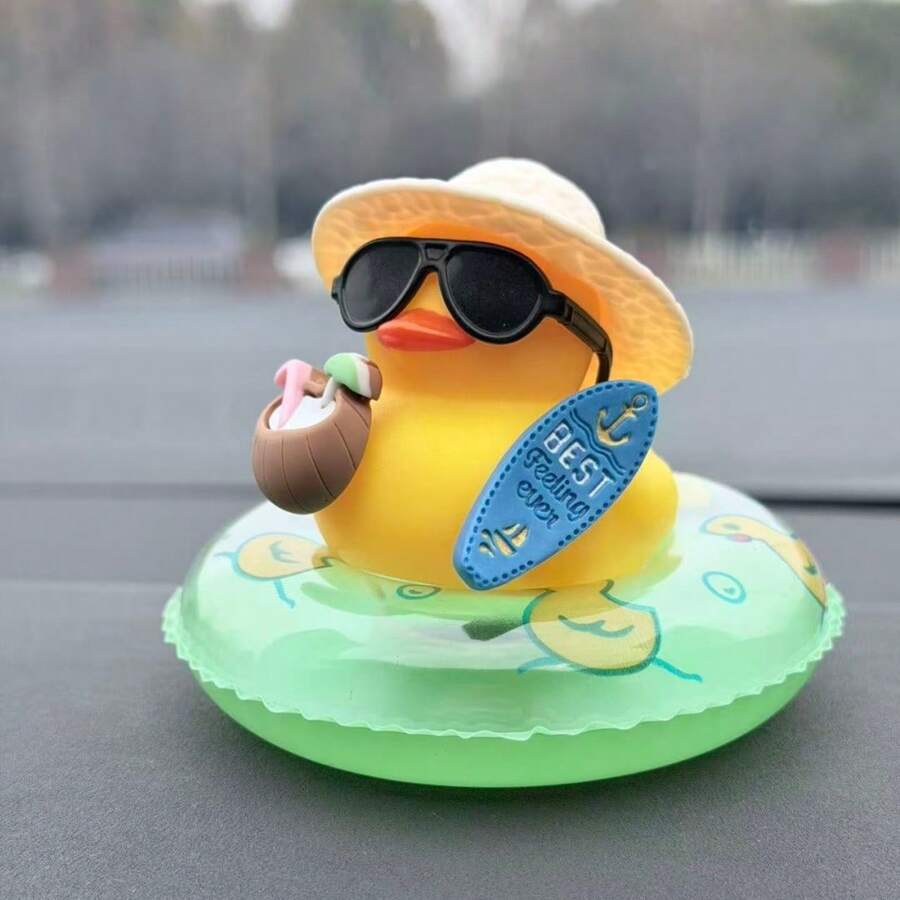 Duck Car Dashboard Statue With Coconut Accents