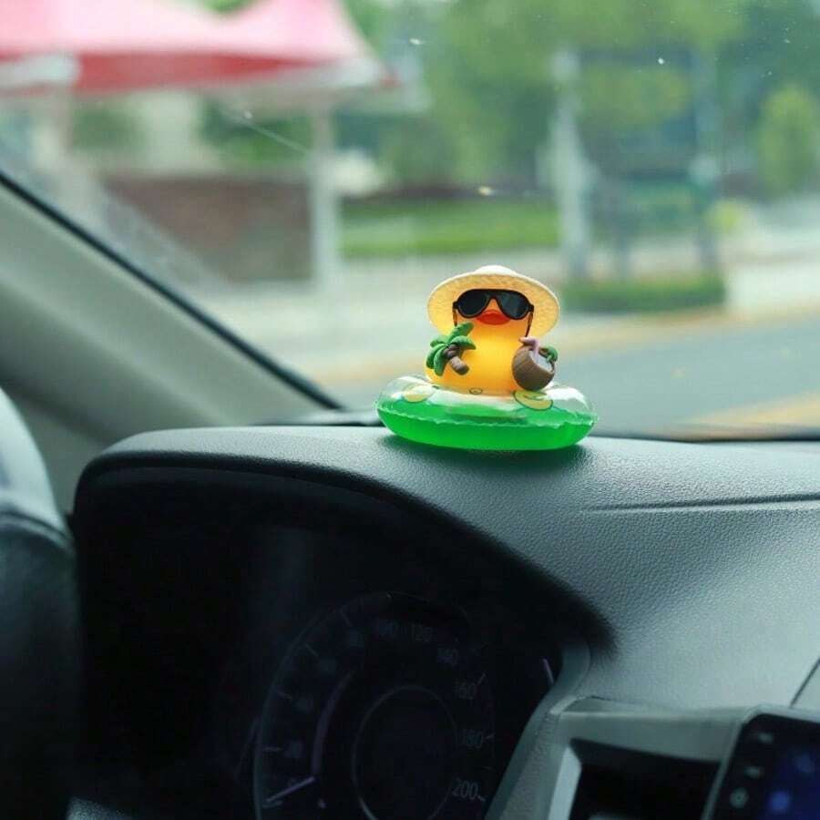 Duck Car Dashboard Statue With Coconut Accents