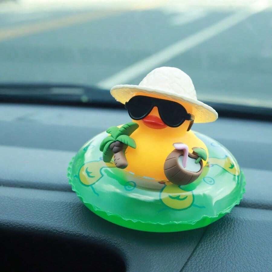 Duck Car Dashboard Statue With Coconut Accents