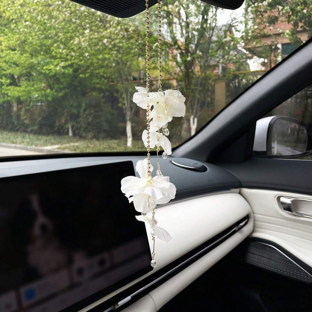 Flower Tassel Rearview Mirror Hanging Car Ornament