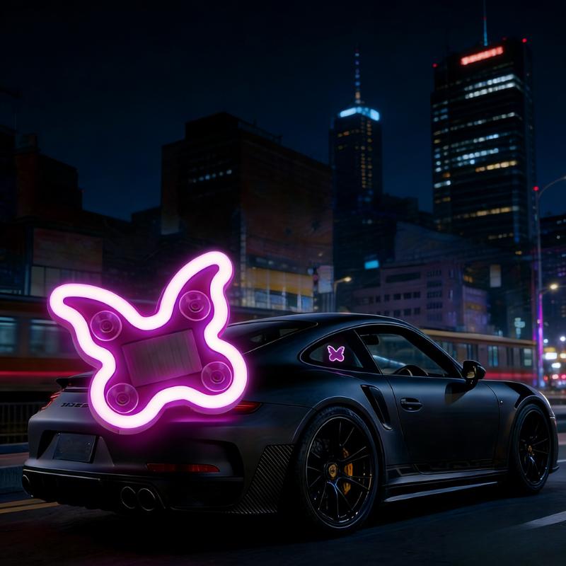 Joytutus Solar Powered LED Heart Shape C-Pillar Neon Light Eco-Friendly Wireless Car Interior Decor 9.57mm x 8.42mm x 15.36mm Modern Stylish Design