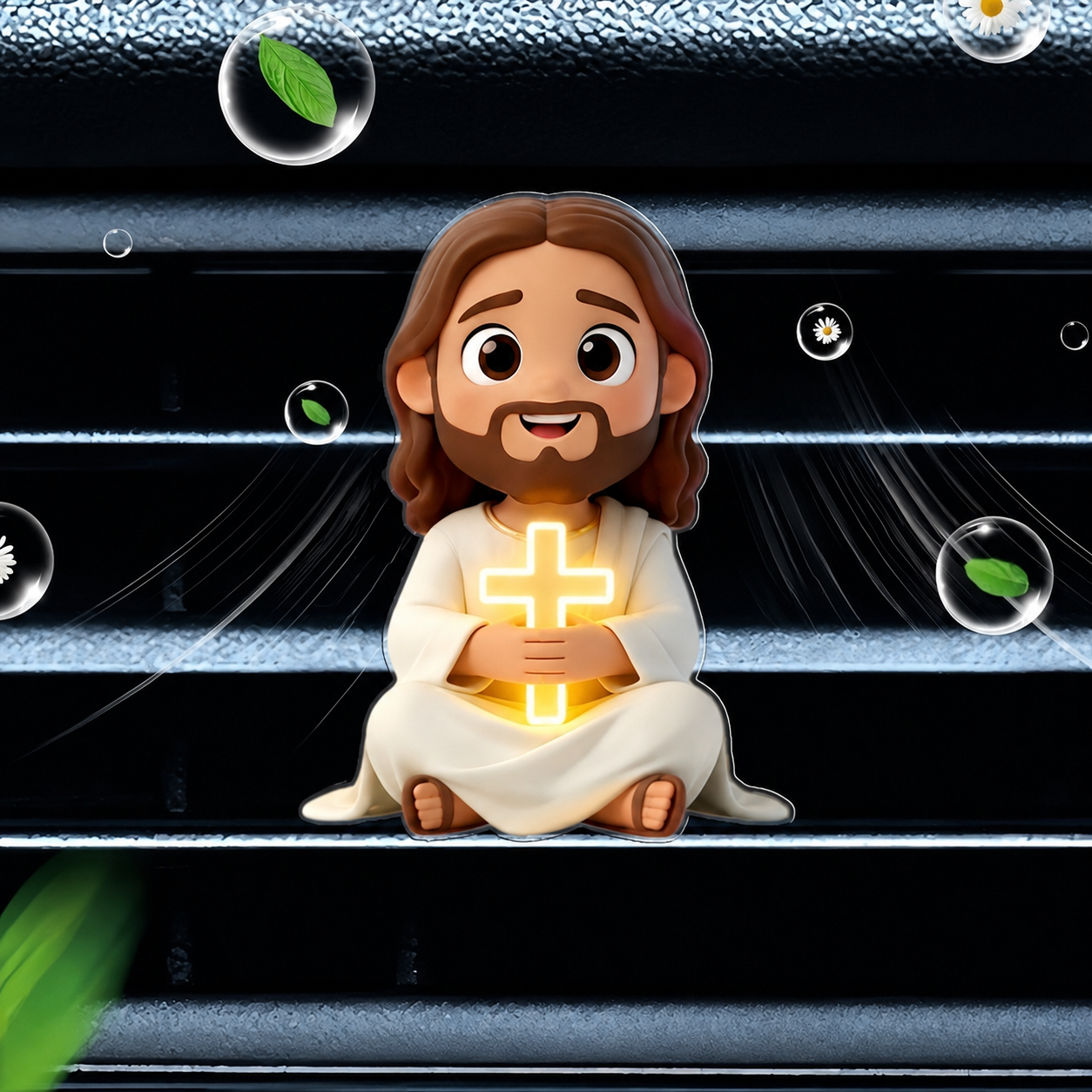 2D Jesus Holding Cross Car Air Vent Clip Fragrance Diffuser