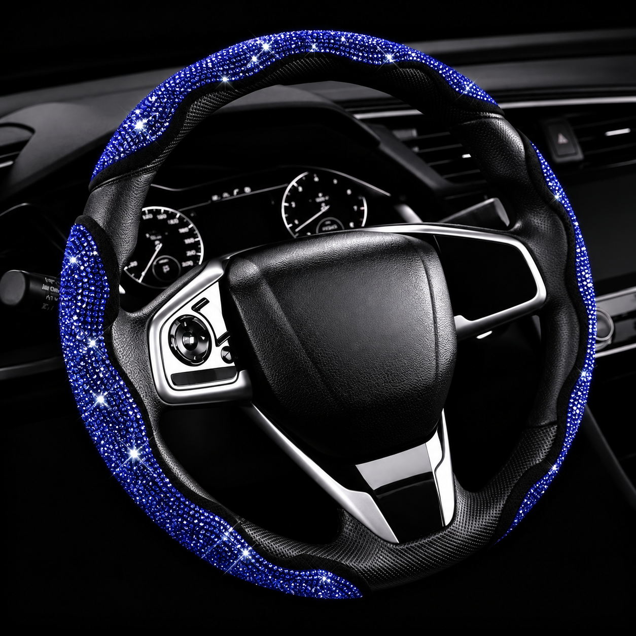 Universal 3 Piece Segmented Rhinestone Car Steering Wheel Cover