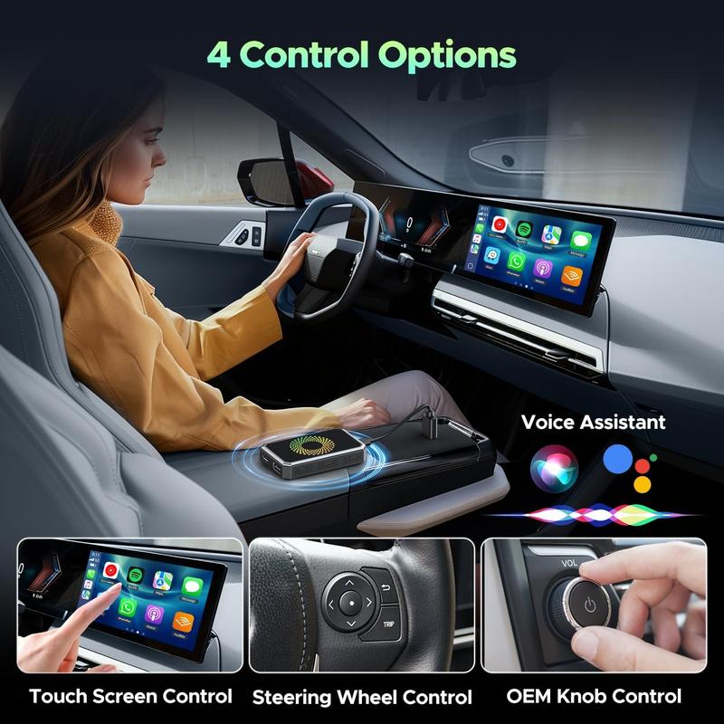 【StockUp】LAMTTO Wired&nbsp;to&nbsp;Wireless&nbsp;Carplay&nbsp;Adapter【Not support for Tesla & BMW】Supports Netflix/Youtube/TikTok APP to Play Video on a Car Screen (Do Not Support Vehicles with Built-in Wireless CarPlay) ,Your Entertainment Co-pilot on the Road!