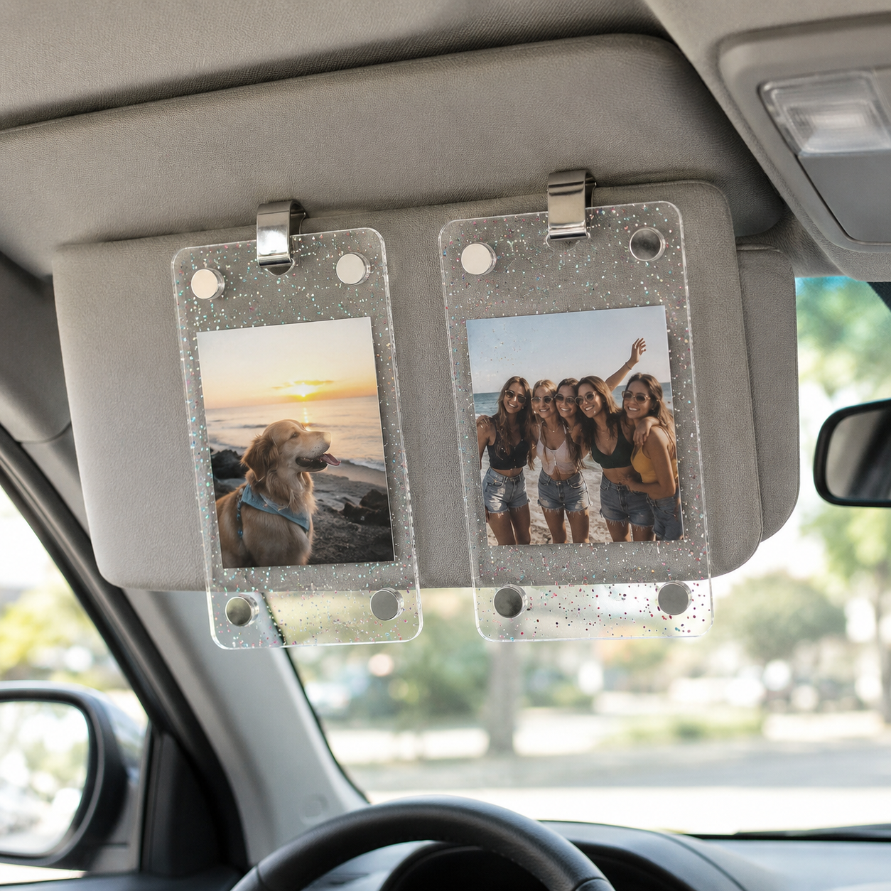 Magnetic Instant Photo Frame Clip Car Sun Visor And Fridge Magnet