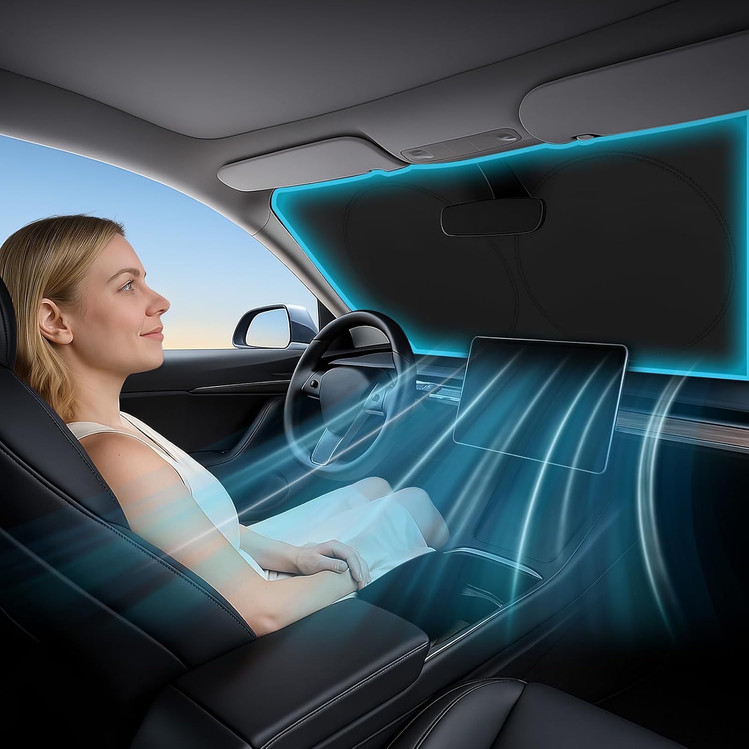 Reflective Foldable Sunshade For Tesla Model Car