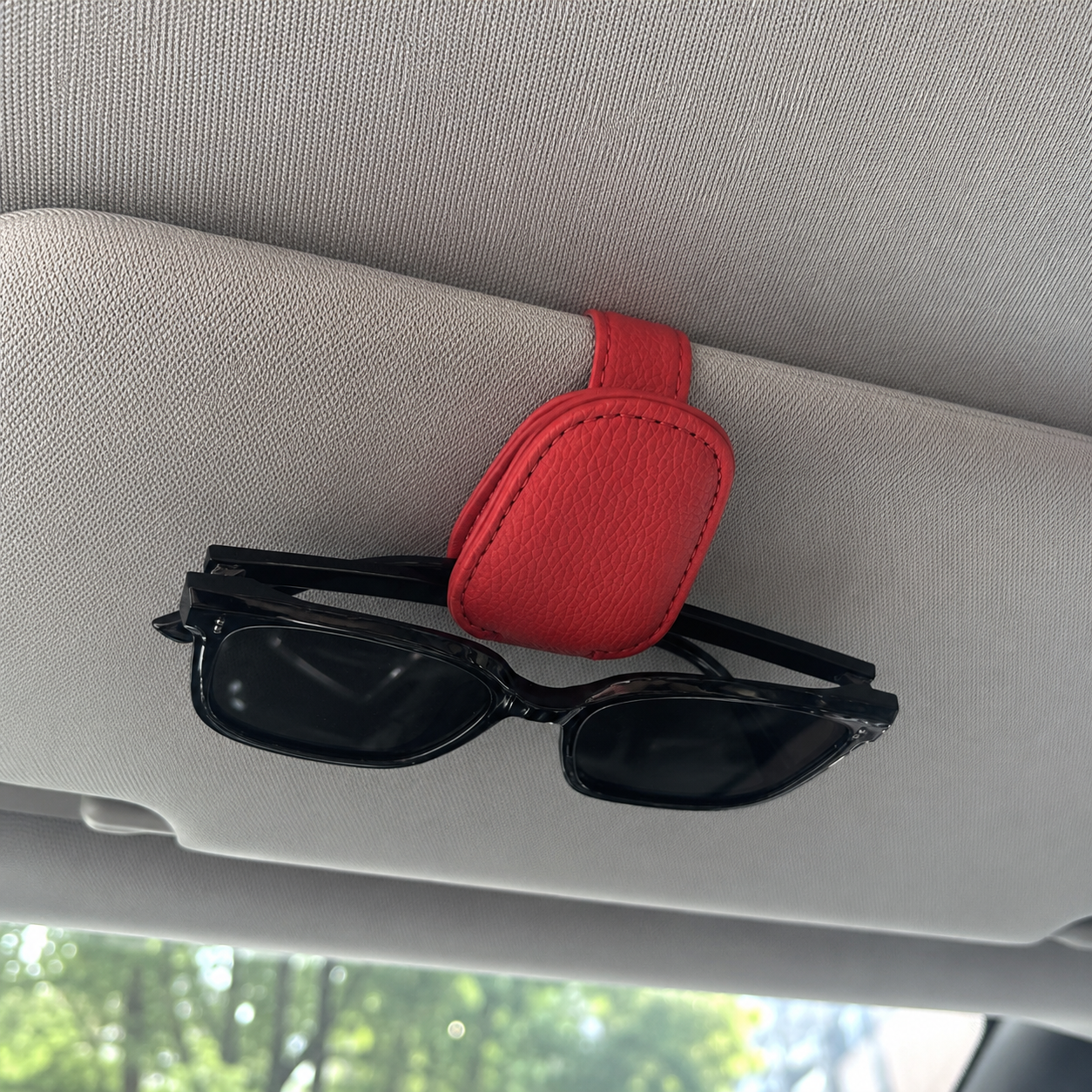 PVC Universal Car Sun Visor Glasses Clip Holder With Storage Rack