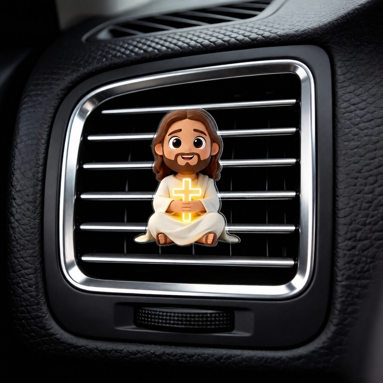 2D Jesus Holding Cross Car Air Vent Clip Fragrance Diffuser