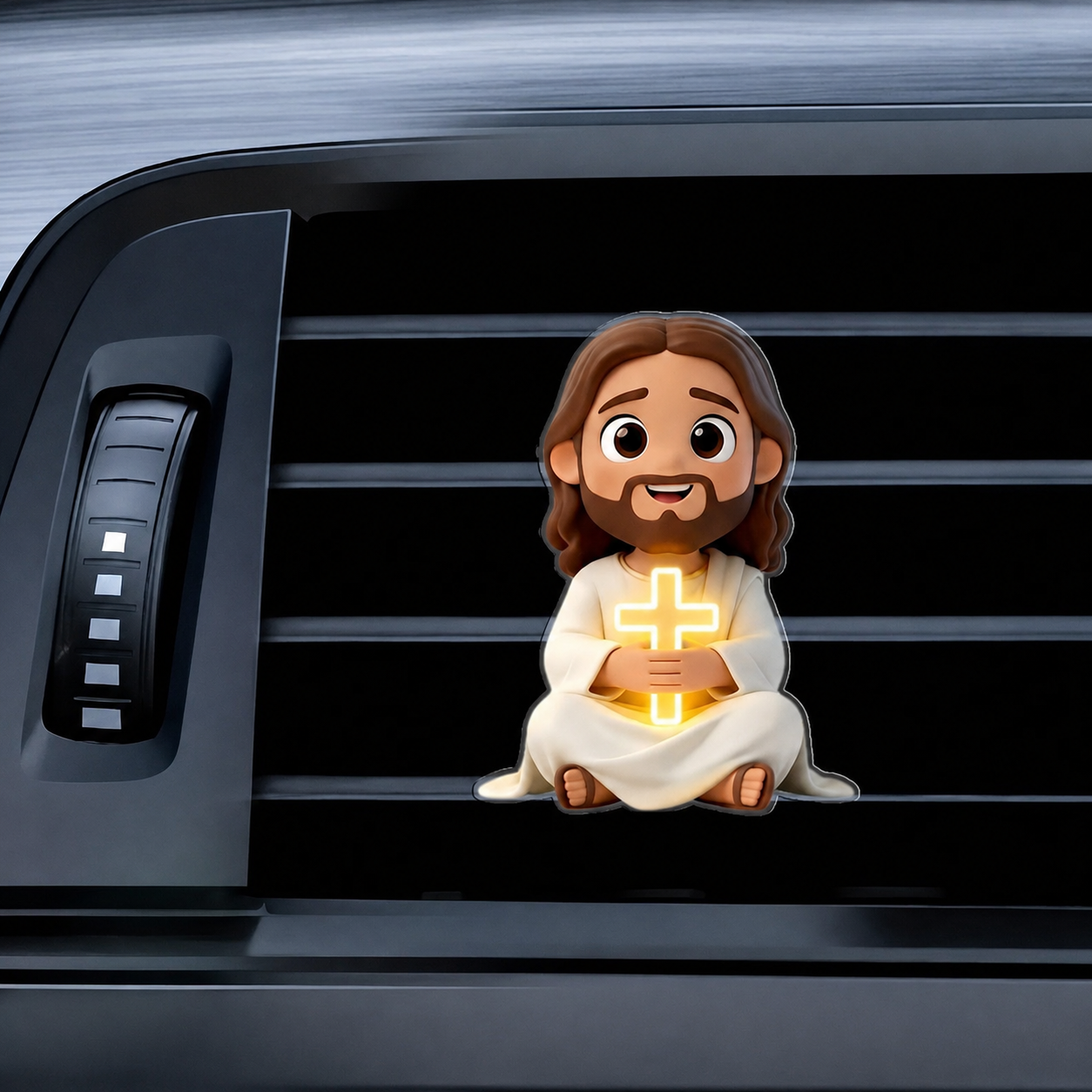 2D Jesus Holding Cross Car Air Vent Clip Fragrance Diffuser