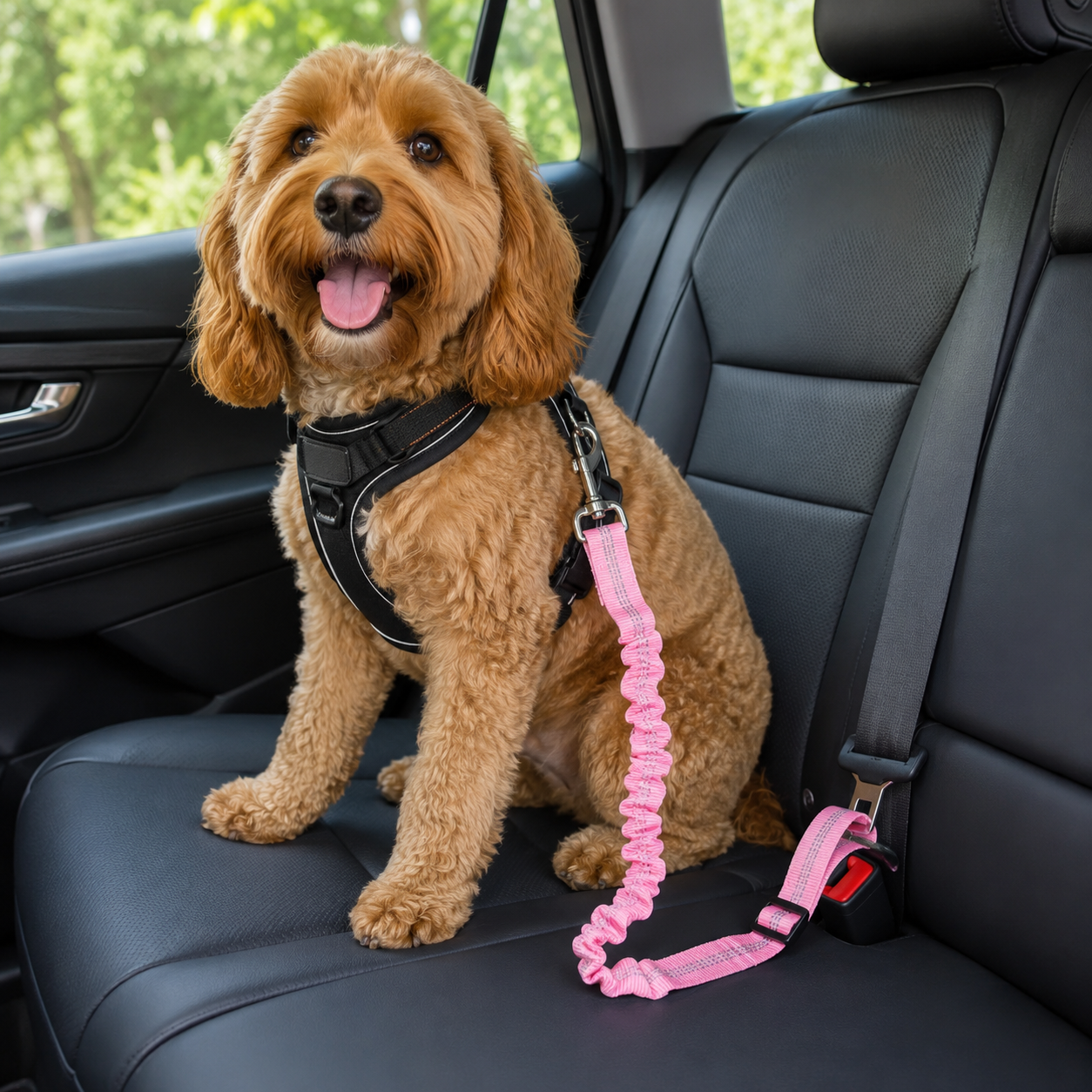 Retractable Pet Car Seat Belt Floral Travel Leash For Dogs And Cats