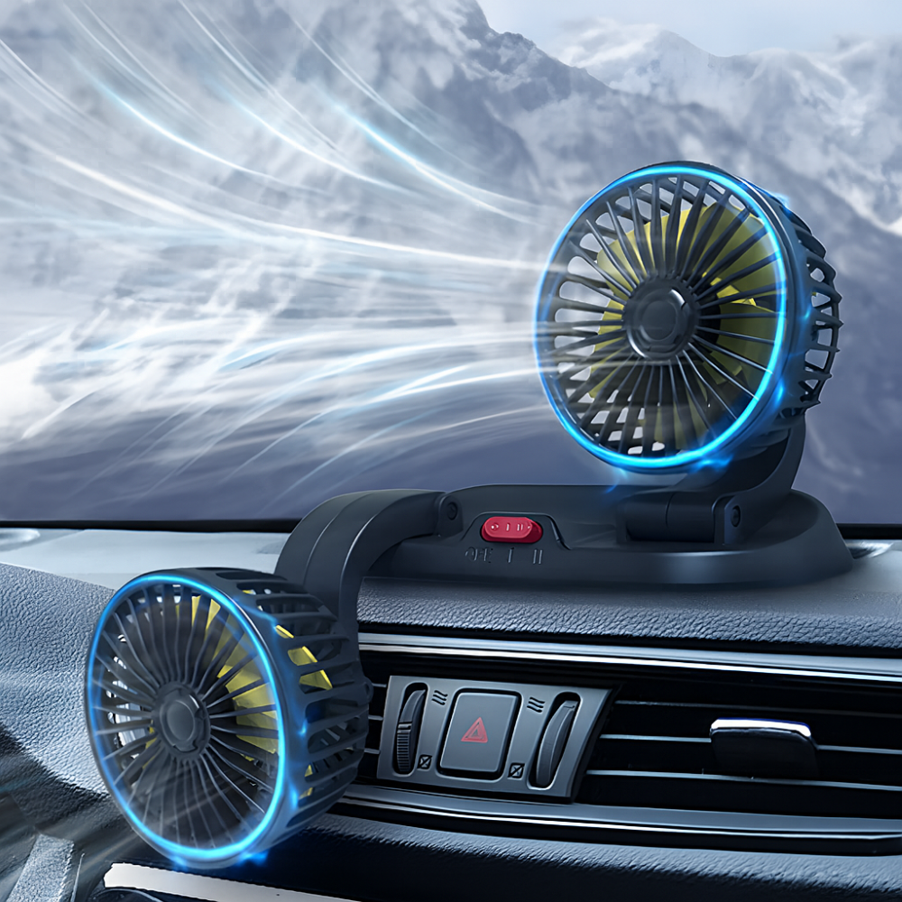 Car Dashboard Dual Fan with Adjustable Rotation
