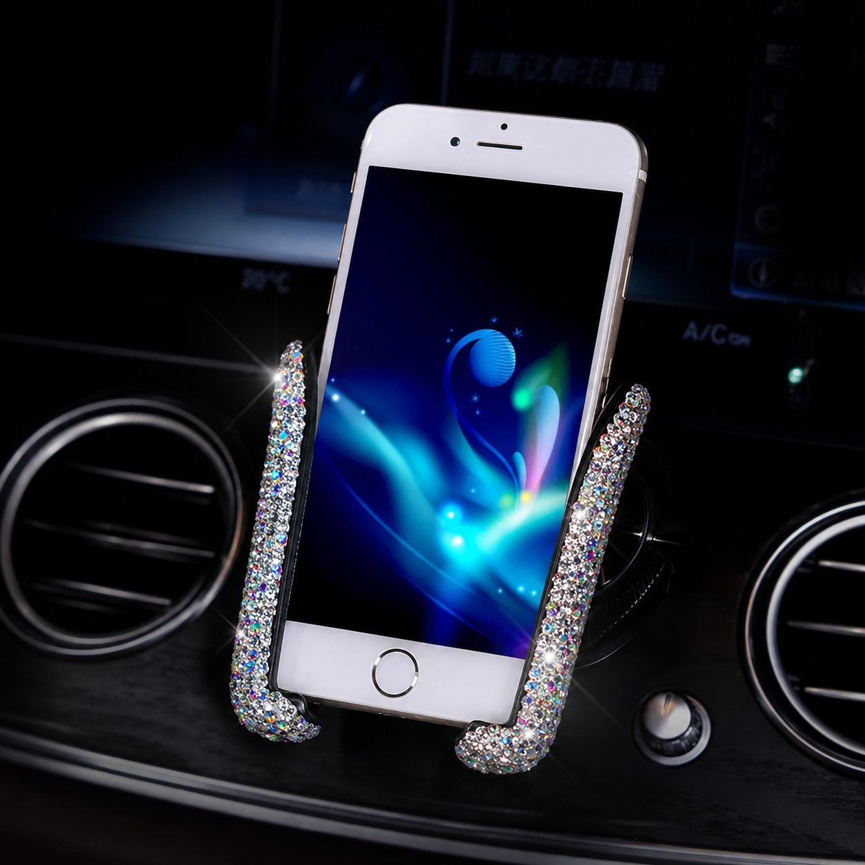 Rhinestone Decor Adjustable Air Vent Mount Phone Holder For Cars