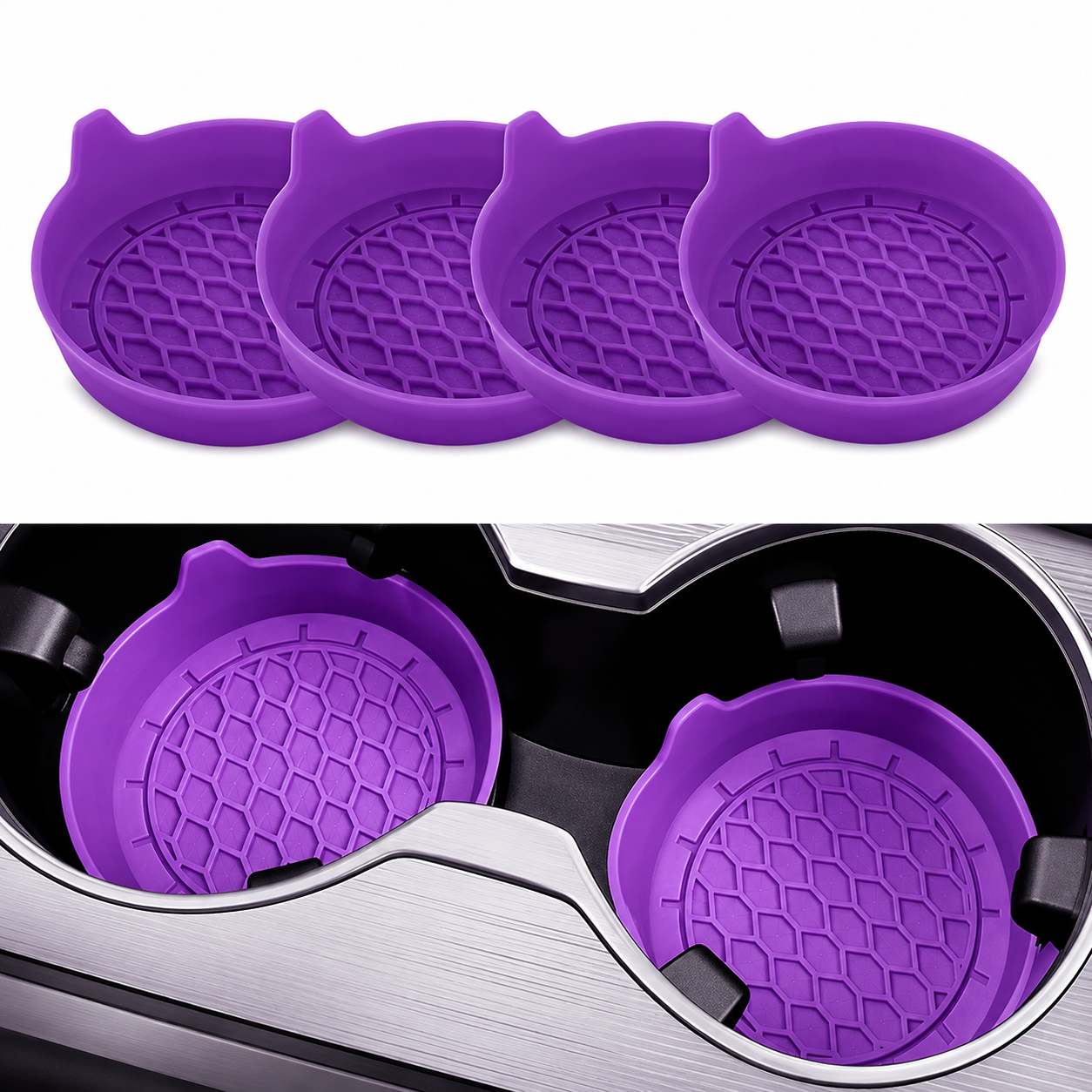Pack Of 4 Universal Silicone Car Cup Holder Coaster