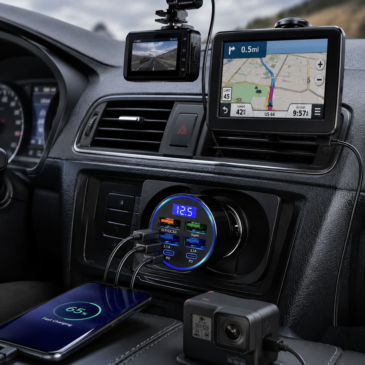 Multi Port USB Car Charger Adapter 