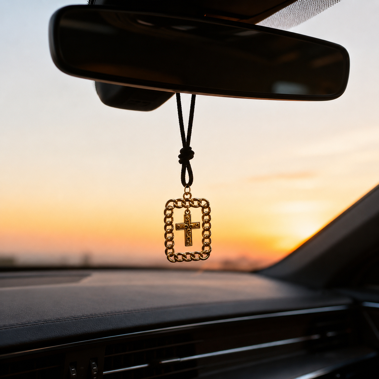 Beaded Cross Rearview Mirror Hanging Car Pendant