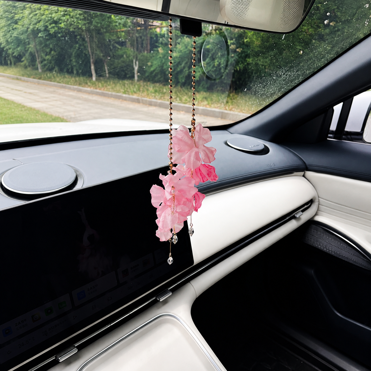 Flower Tassel Rearview Mirror Hanging Car Ornament