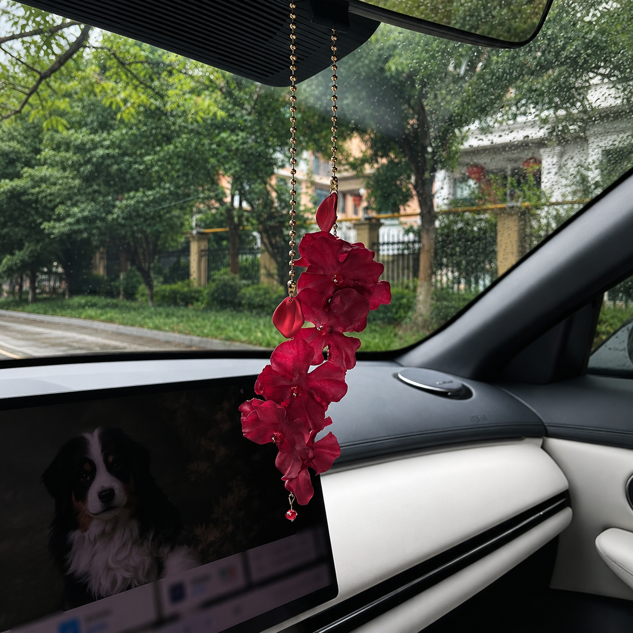 Flower Tassel Rearview Mirror Hanging Car Ornament