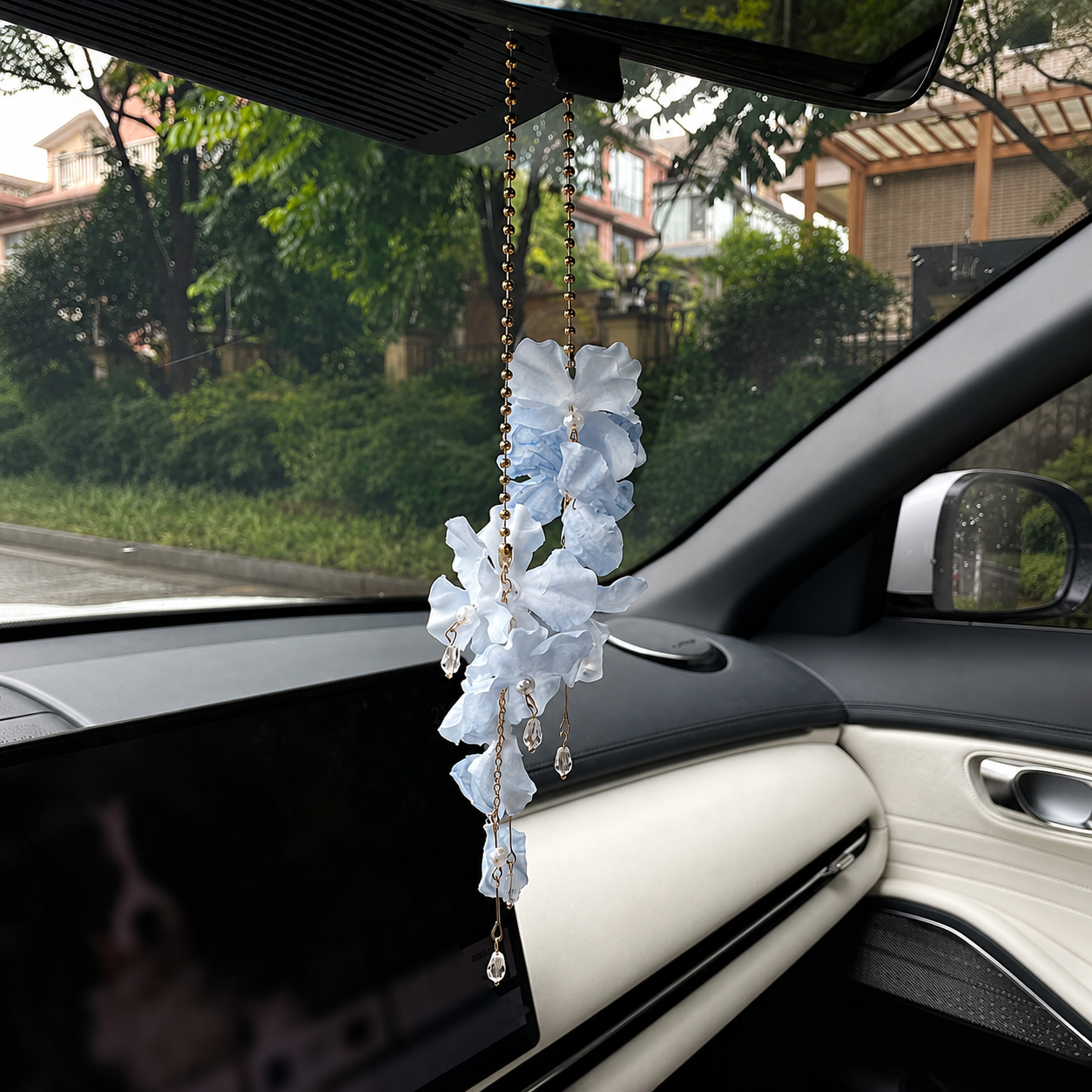 Flower Tassel Rearview Mirror Hanging Car Ornament