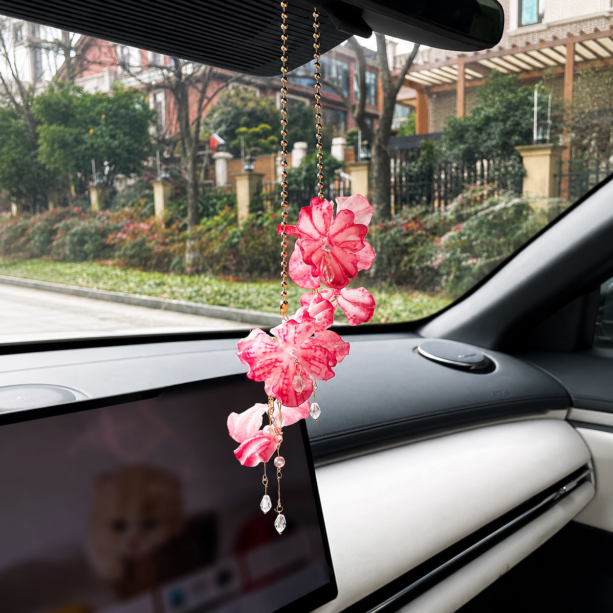 Flower Tassel Rearview Mirror Hanging Car Ornament