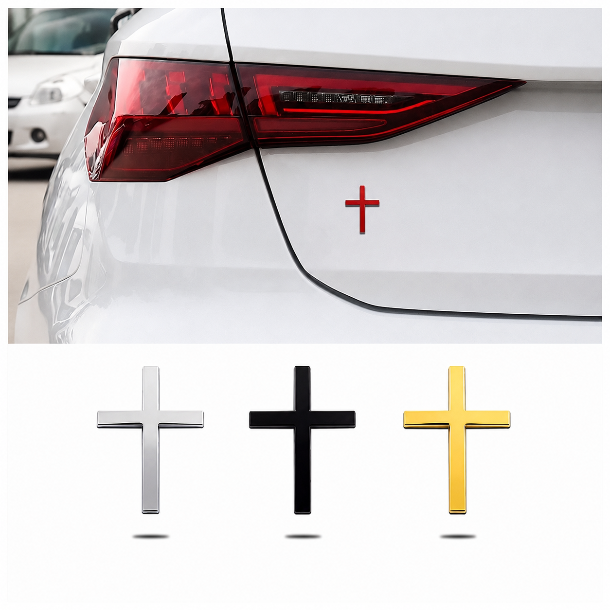 Metallic Cross Car Bumper Sticker Rear Scratch Covering