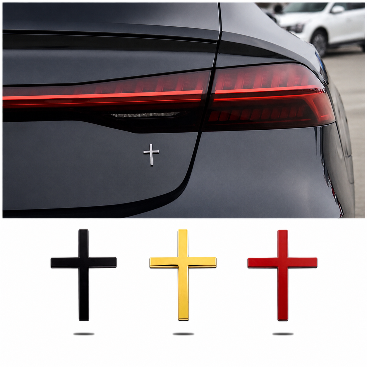 Metallic Cross Car Bumper Sticker Rear Scratch Covering