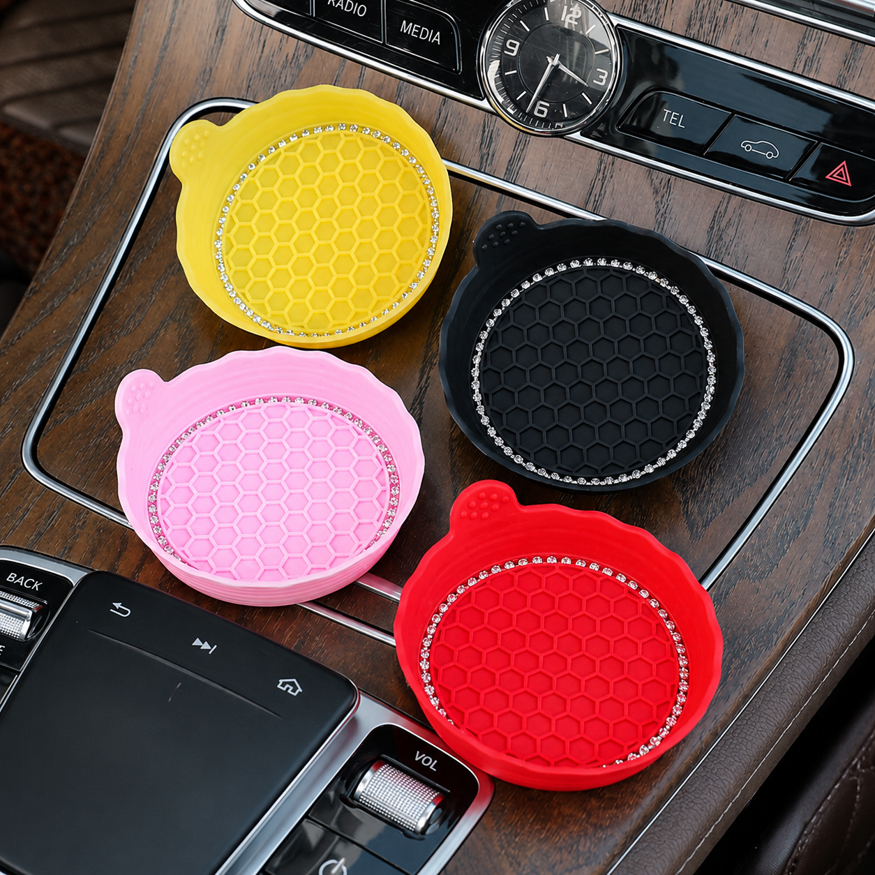 2 Pieces Of Universal Non Slip Car Cup Holder Coaster Set 