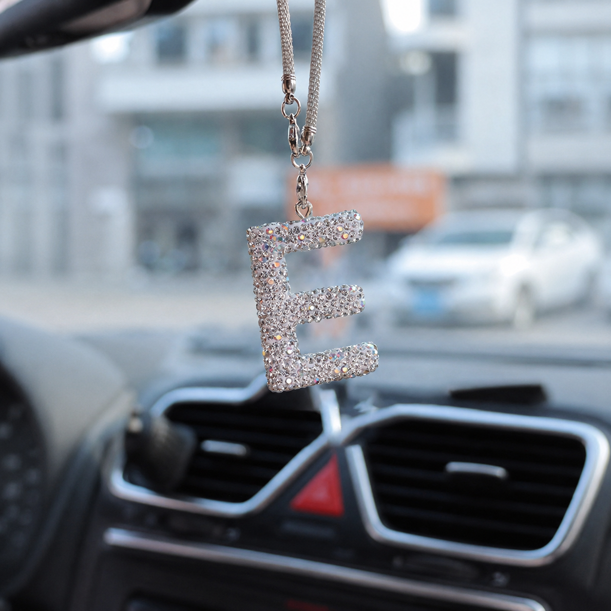 Rhinestone A To Z Letter Car Rearview Mirror Pendant