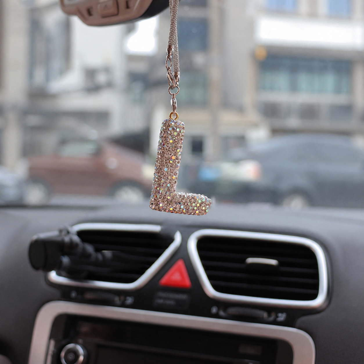 Rhinestone A To Z Letter Car Rearview Mirror Pendant