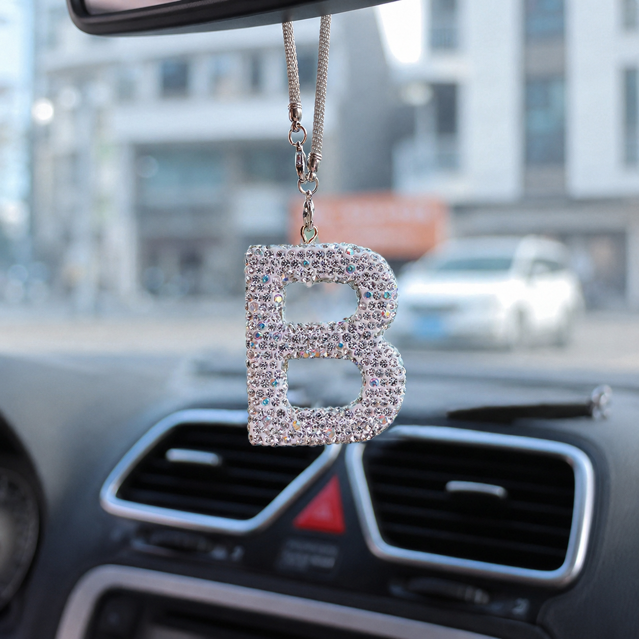 Rhinestone A To Z Letter Car Rearview Mirror Pendant
