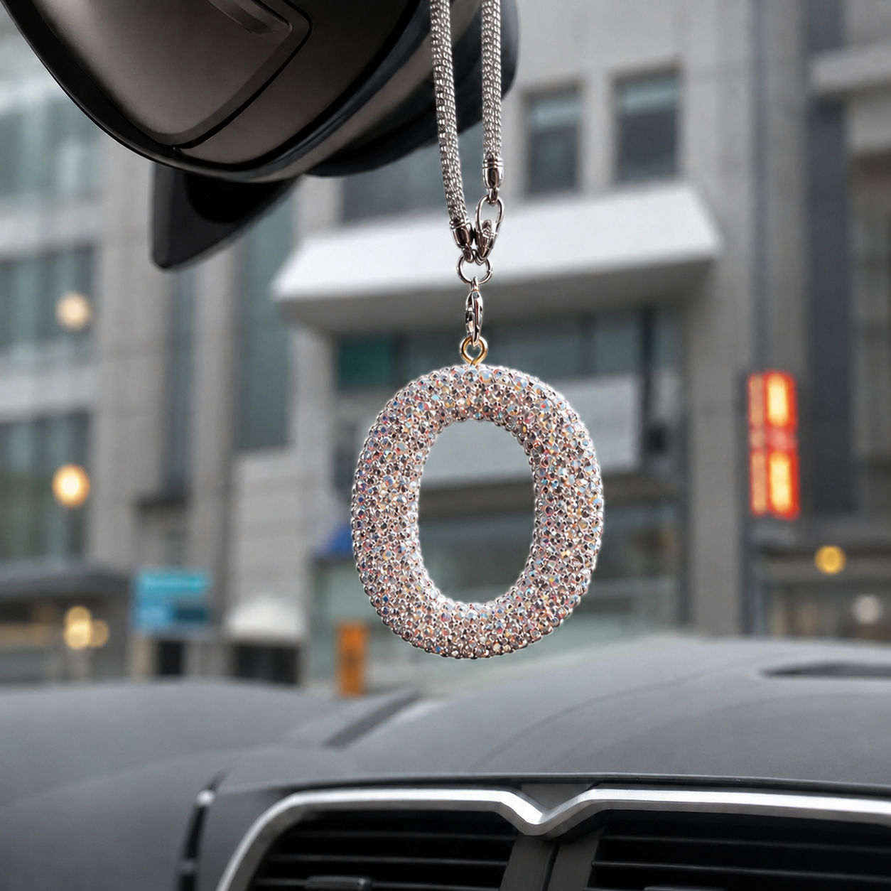 Rhinestone A To Z Letter Car Rearview Mirror Pendant