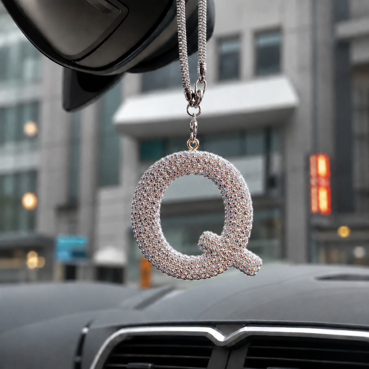 Rhinestone A To Z Letter Car Rearview Mirror Pendant