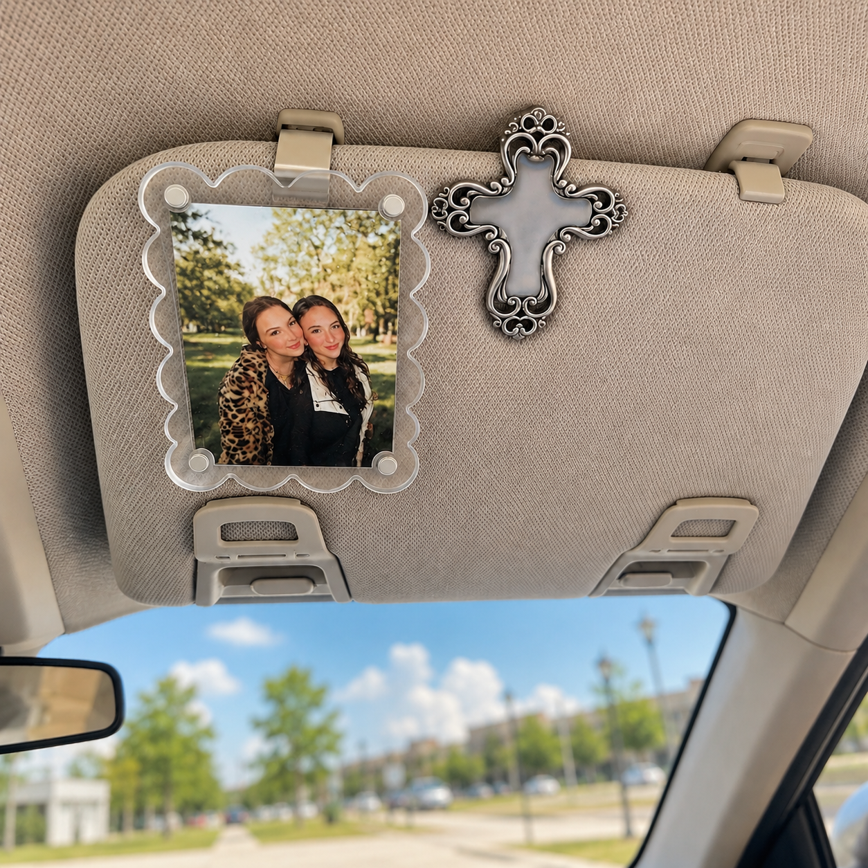 Magnetic Car Sun Visor Photo Frame And Acrylic Fridge Magnet Decor