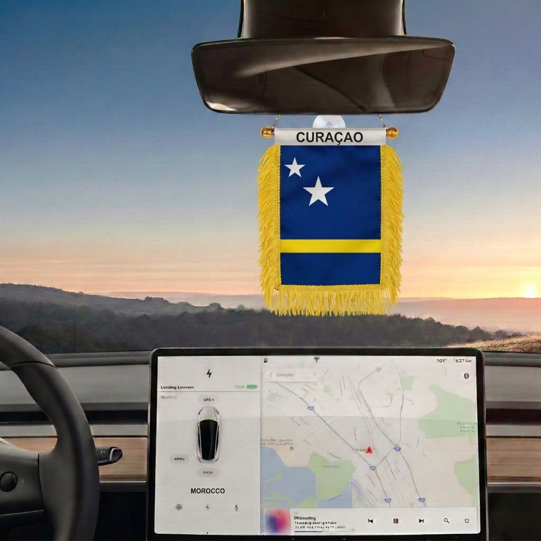 Official FIFA 2026 Curaçao Car Window Mini Decorative Flag