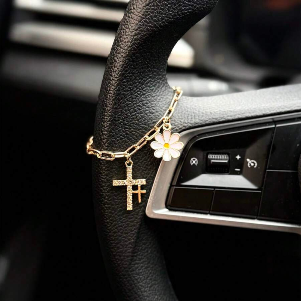 1 Piece Cross Chain Chrysanthemum Decoration For Car Steering Wheel