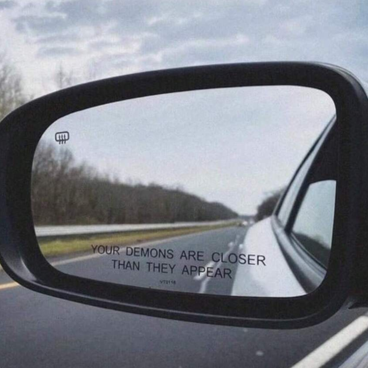 Car Rearview Mirror Decal With Demon Quote