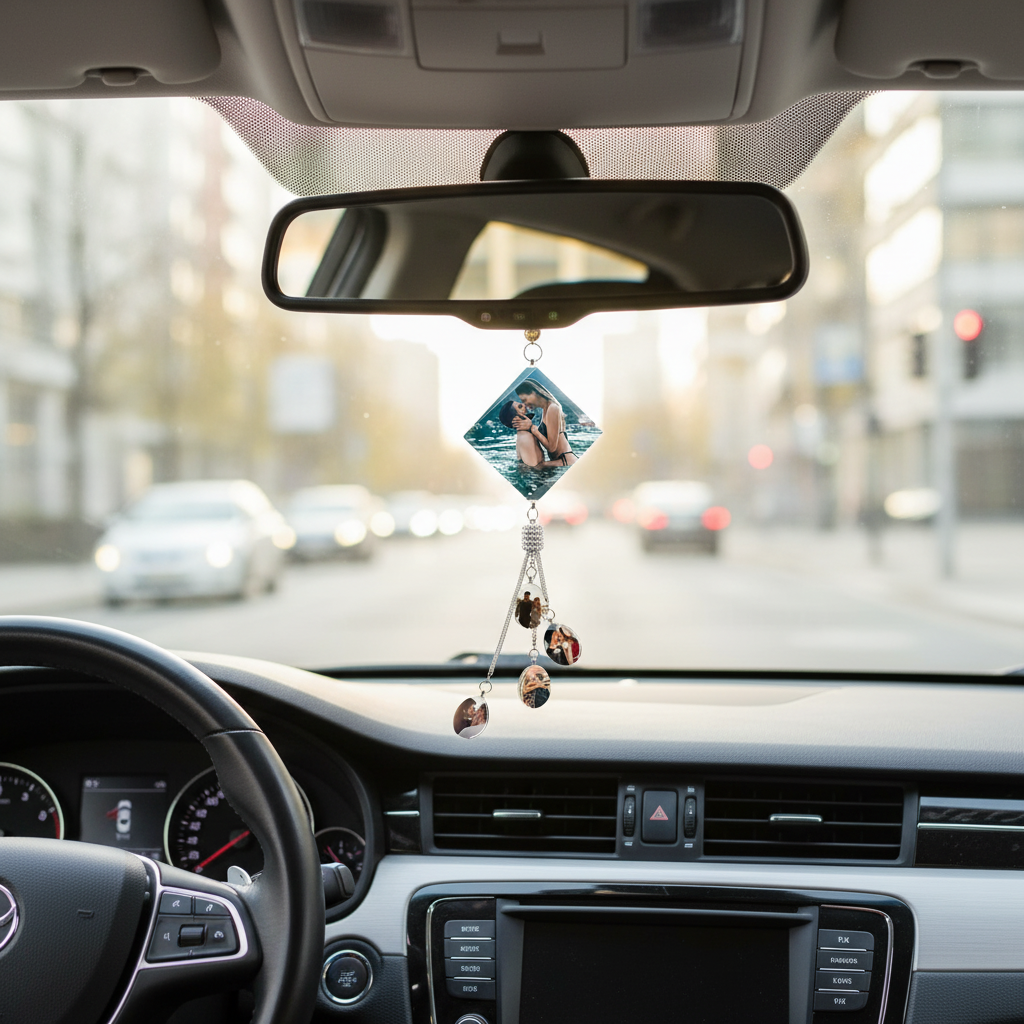 Personalized Photo Crystal Car Hanging Pendant