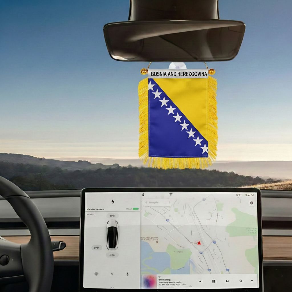 Official FIFA 2026 Bosnia and Herzegovina Car Window Mini Decorative Flag