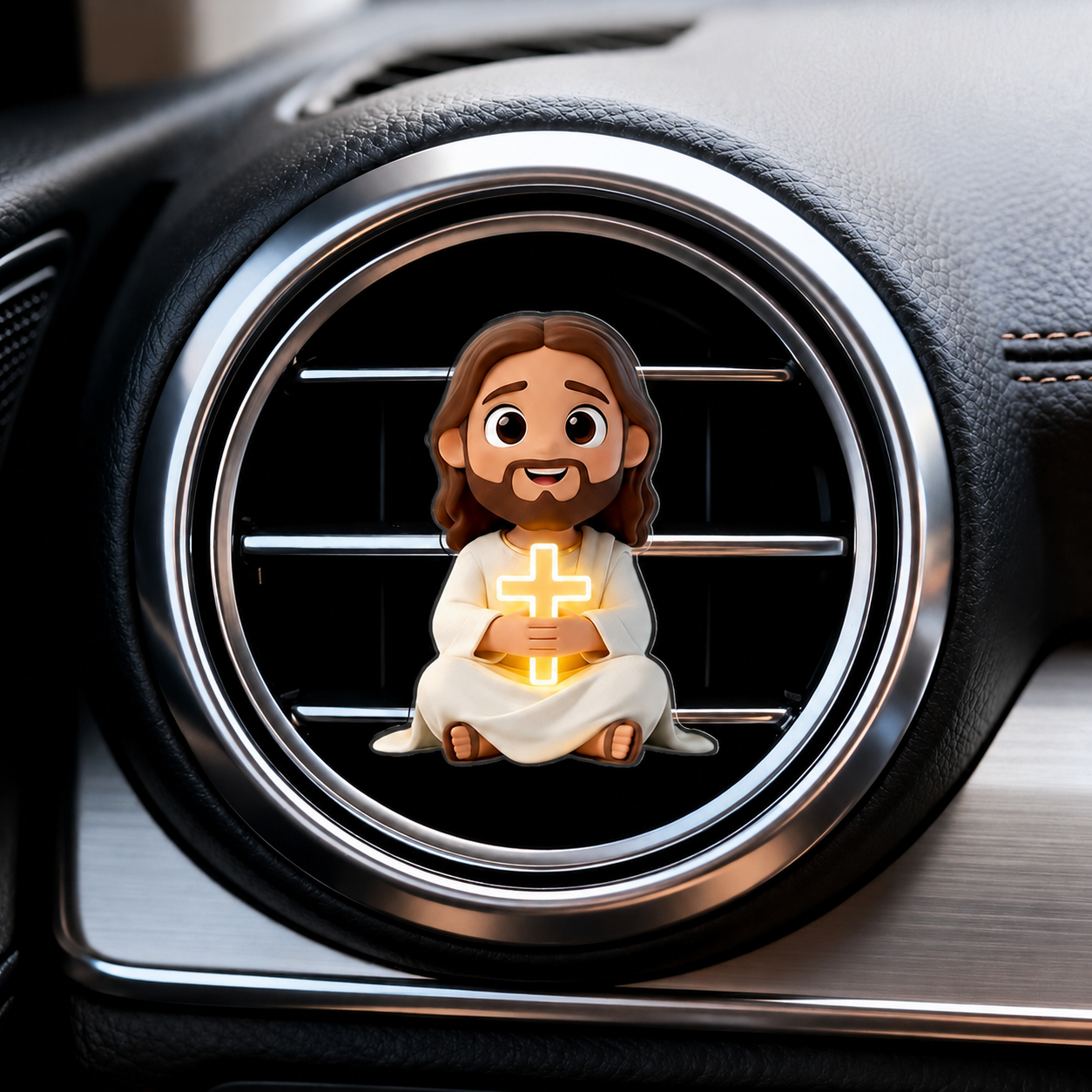 2D Jesus Holding Cross Car Air Vent Clip Fragrance Diffuser