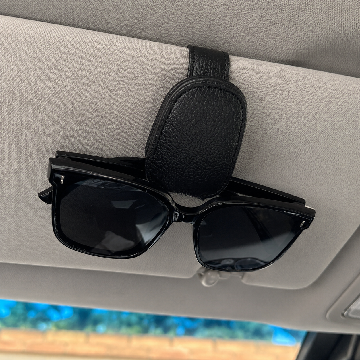 PVC Universal Car Sun Visor Glasses Clip Holder With Storage Rack