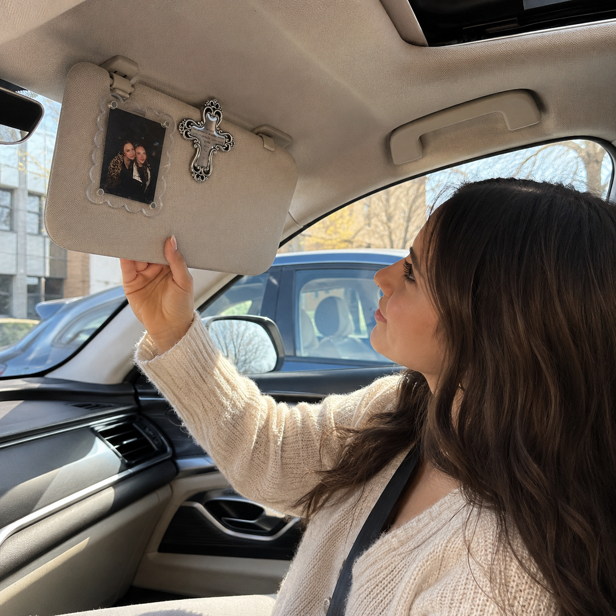 Magnetic Car Sun Visor Photo Frame And Acrylic Fridge Magnet Decor