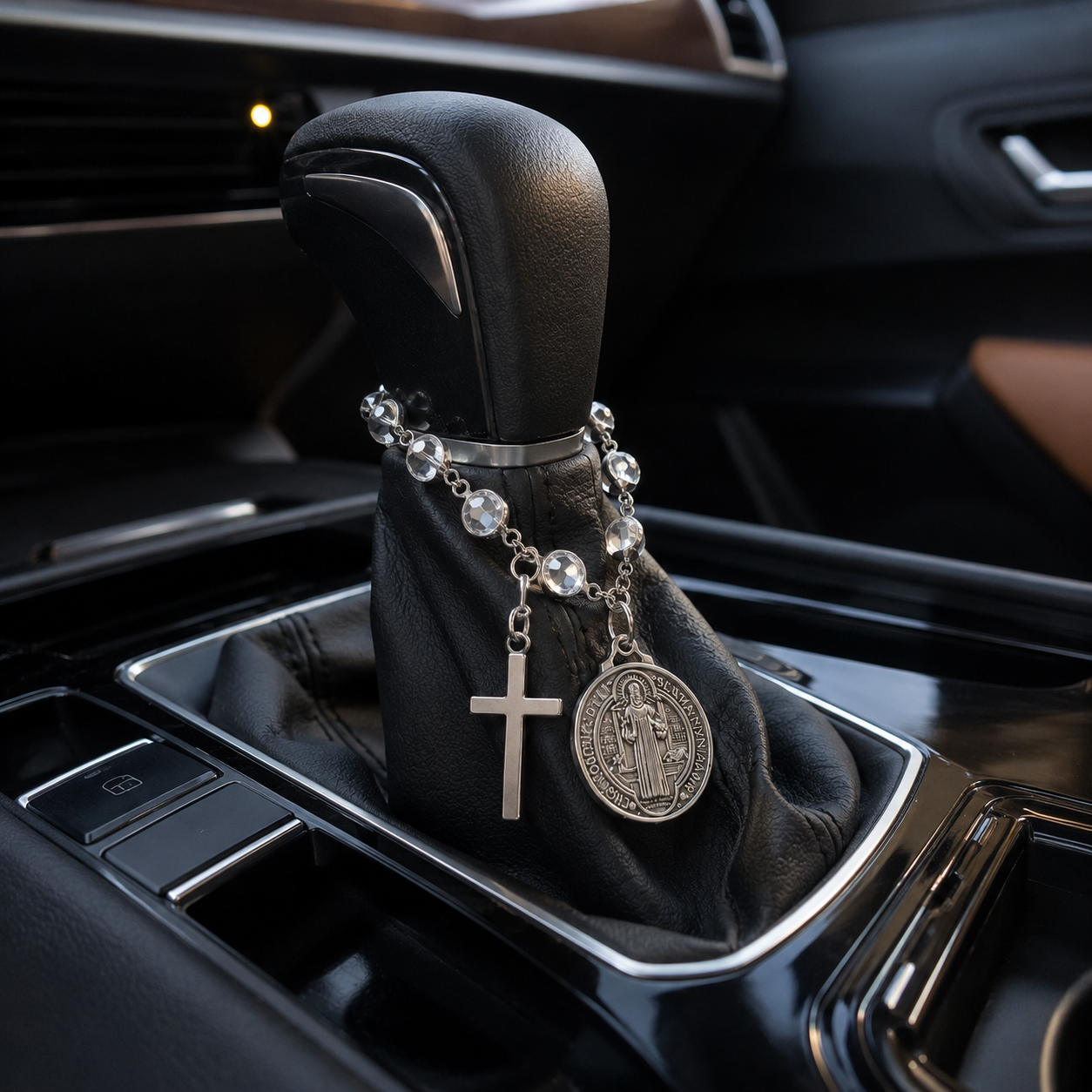 St Benedict Medal Cross Car Charm Religious Hanging Ornament Decor