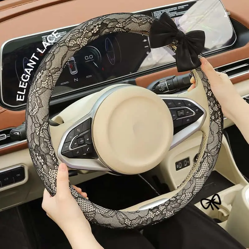 15 Inch Diameter Non Slip Lace Steering Wheel Covers For Cars